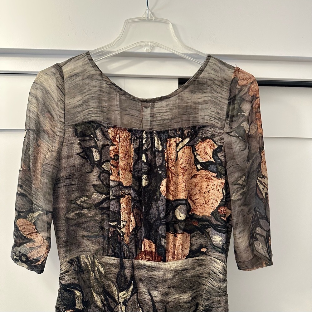 Anthropologie Tracy Reese Van Gogh Silk Dress Floral Size 2 - Picture 7 of 15